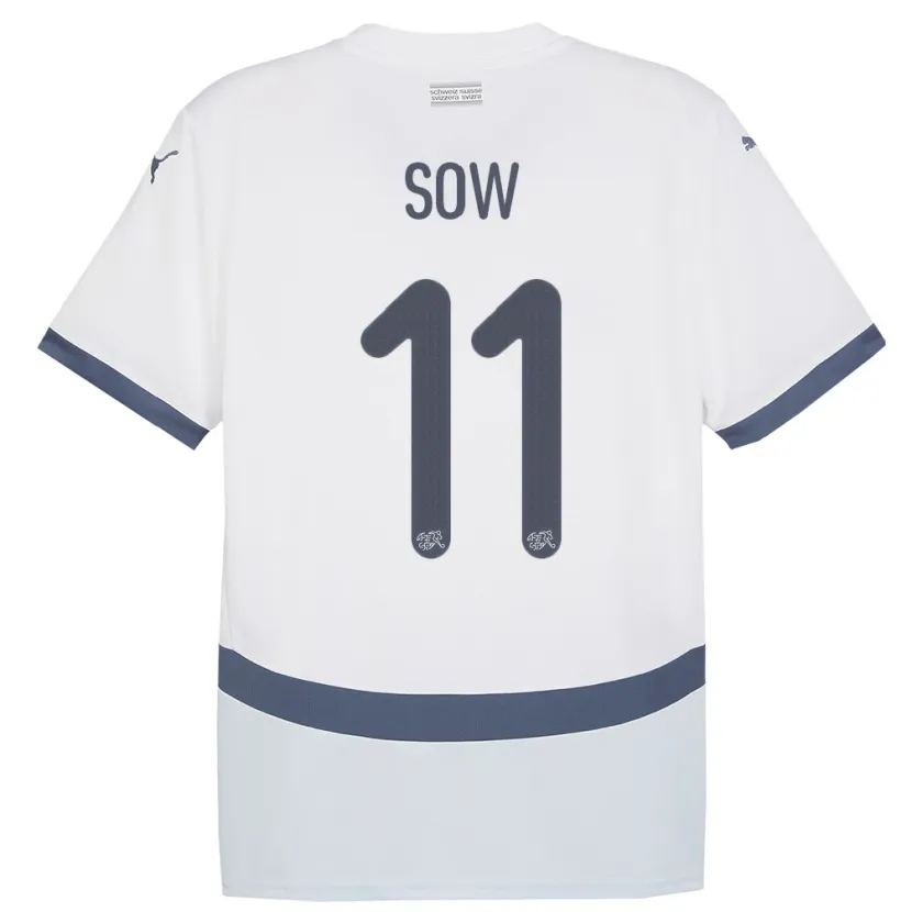 Danxen Herren Schweiz Coumba Sow #11 Weiß Auswärtstrikot Trikot 24-26 T-Shirt Schweiz
