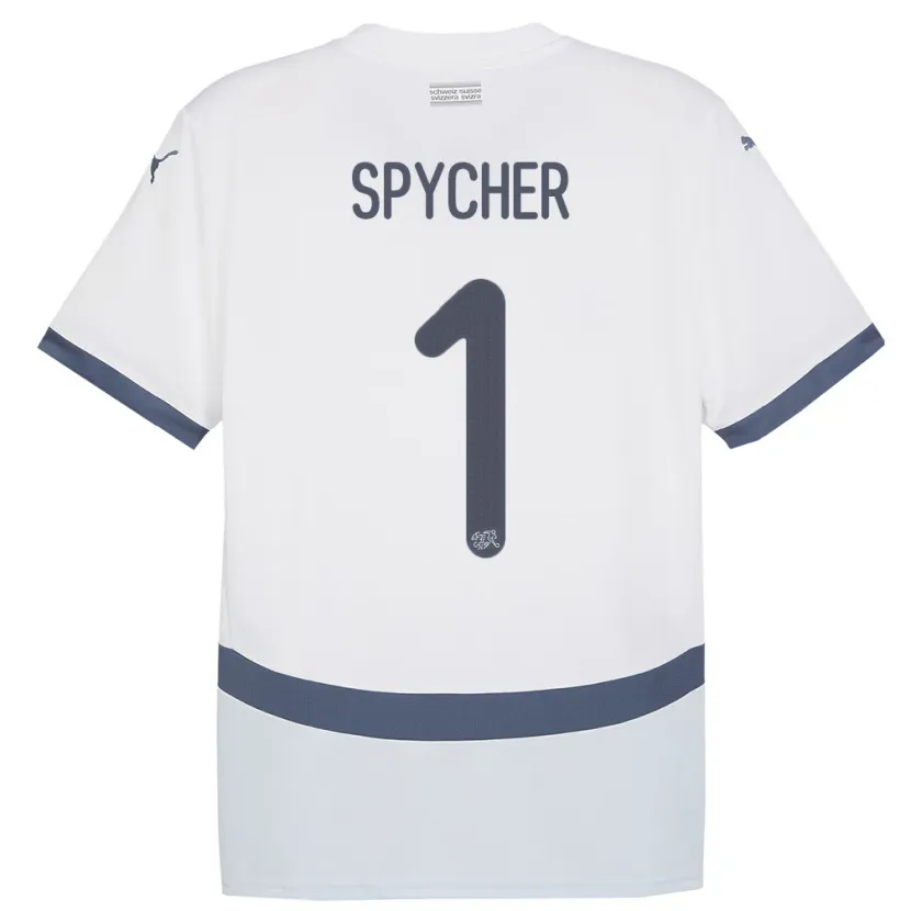 Danxen Herren Schweiz Tim Spycher #1 Weiß Auswärtstrikot Trikot 24-26 T-Shirt Schweiz