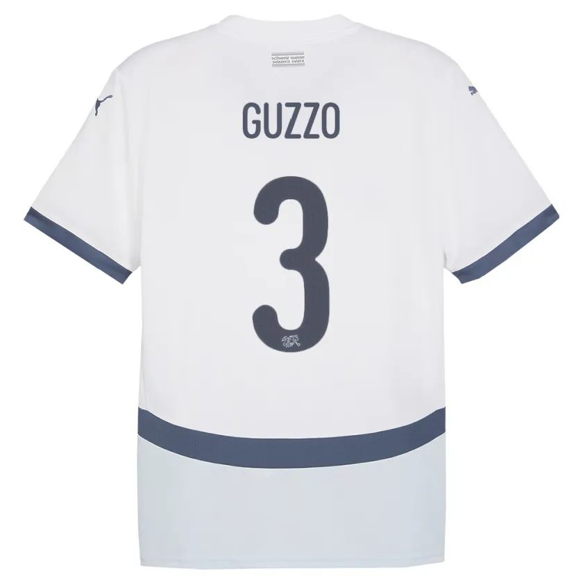 Danxen Herren Schweiz Ramon Guzzo #3 Weiß Auswärtstrikot Trikot 24-26 T-Shirt Schweiz