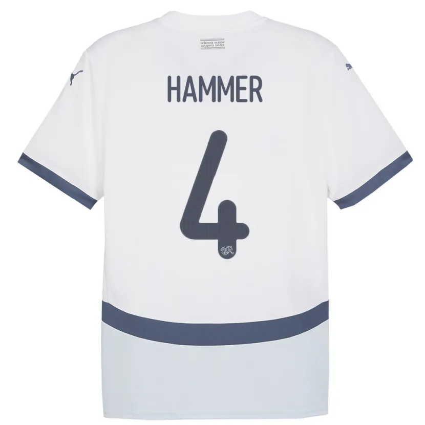 Danxen Herren Schweiz Pascal Hammer #4 Weiß Auswärtstrikot Trikot 24-26 T-Shirt Schweiz