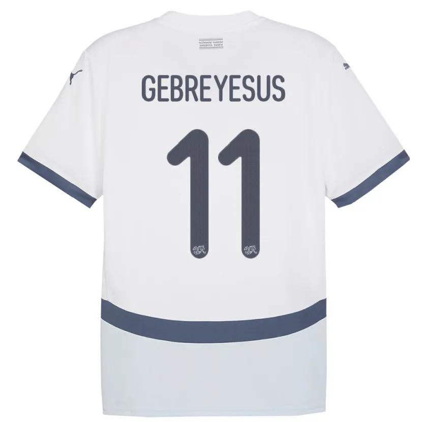 Danxen Herren Schweiz Esey Gebreyesus #11 Weiß Auswärtstrikot Trikot 24-26 T-Shirt Schweiz