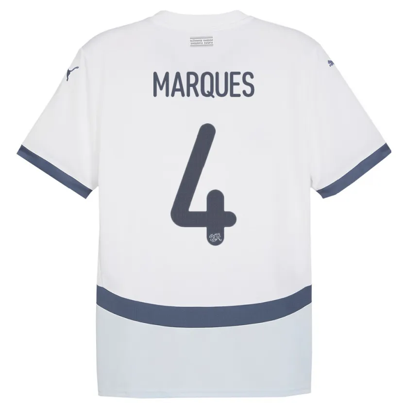 Danxen Herren Schweiz Christian Marques #4 Weiß Auswärtstrikot Trikot 24-26 T-Shirt Schweiz