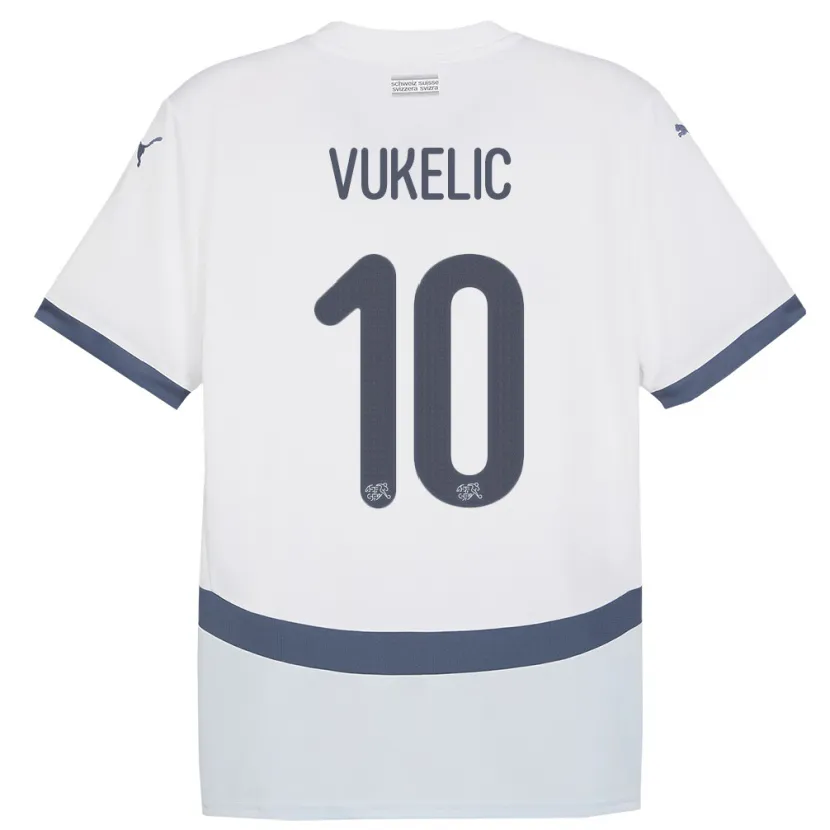 Danxen Herren Schweiz Mile Vukelic #10 Weiß Auswärtstrikot Trikot 24-26 T-Shirt Schweiz