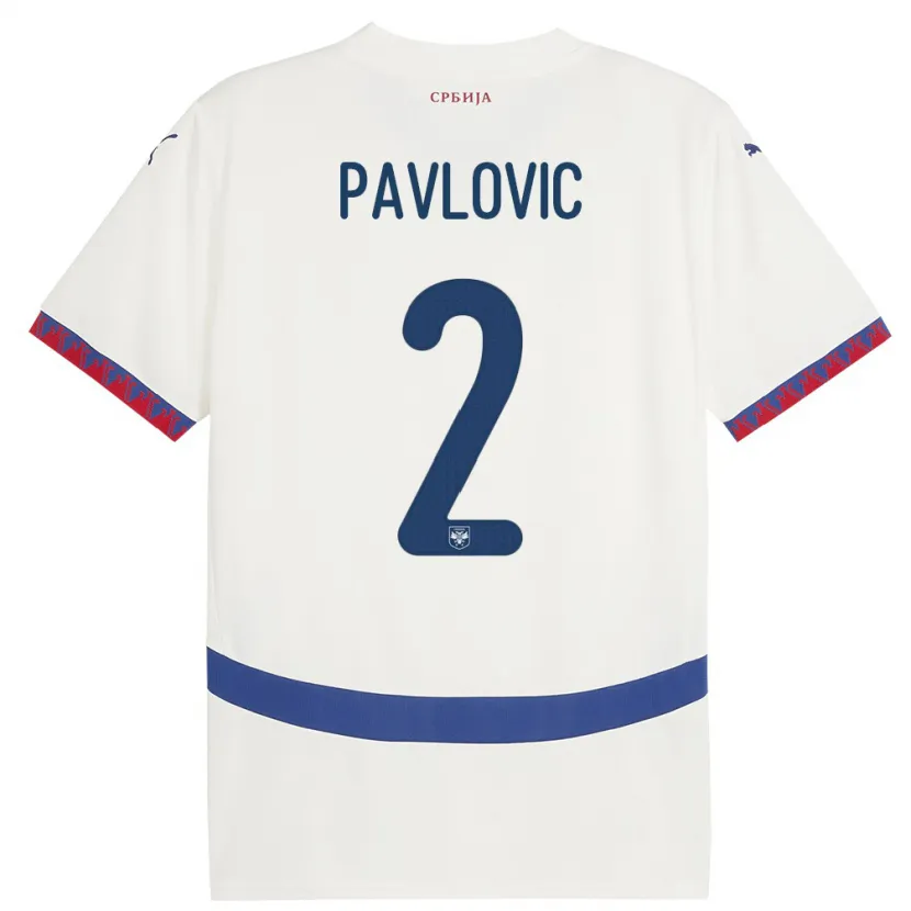 Danxen Herren Serbien Strahinja Pavlovic #2 Weiß Auswärtstrikot Trikot 24-26 T-Shirt Schweiz