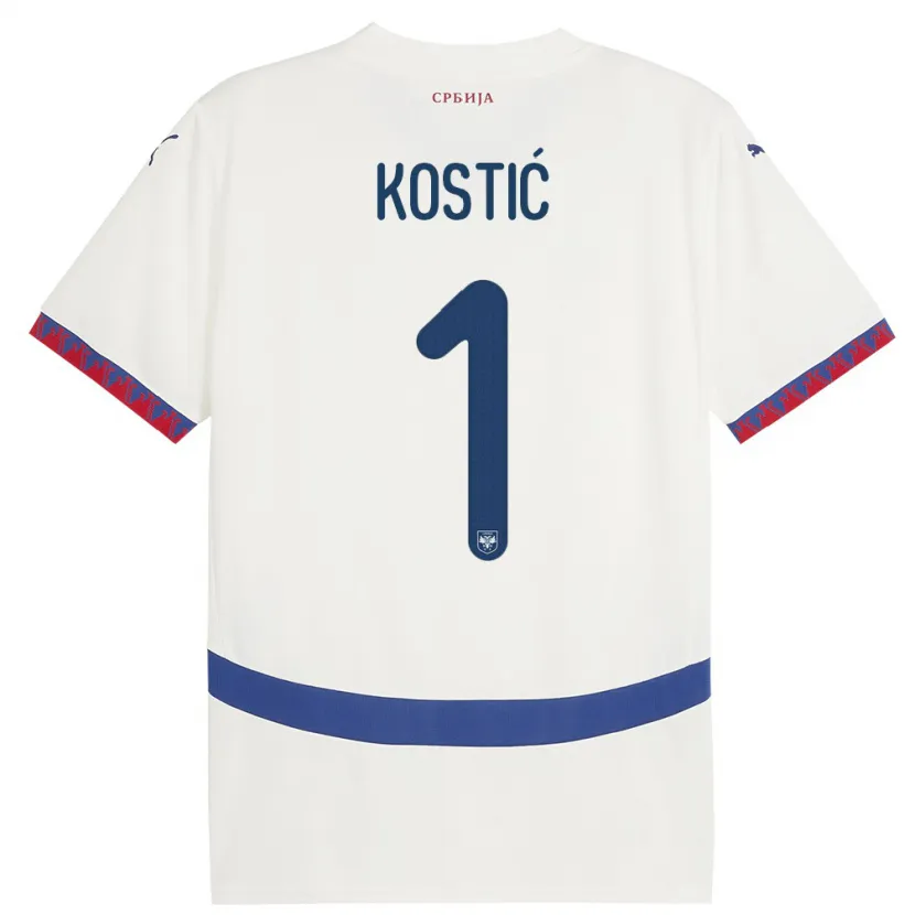 Danxen Herren Serbien Milica Kostic #1 Weiß Auswärtstrikot Trikot 24-26 T-Shirt Schweiz