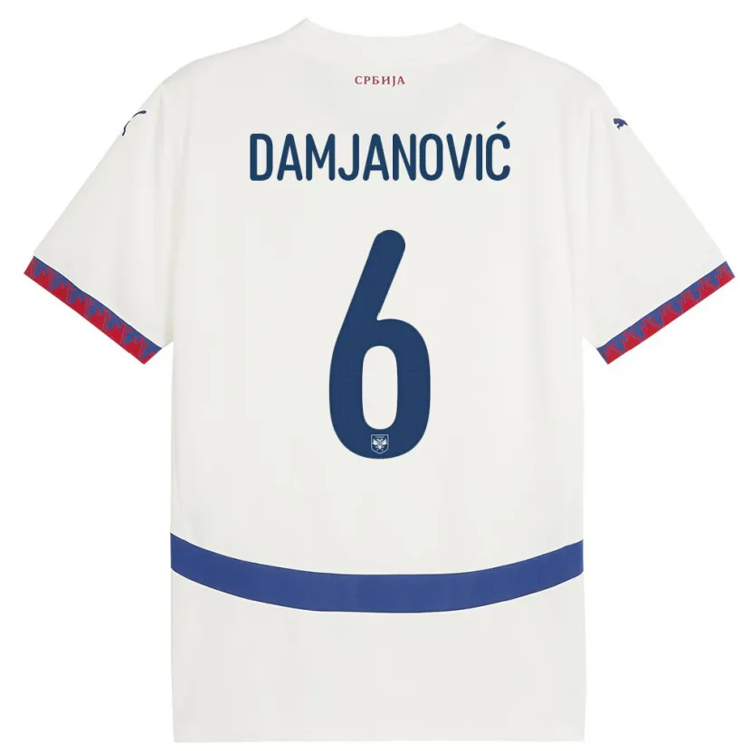 Danxen Herren Serbien Nevena Damjanovic #6 Weiß Auswärtstrikot Trikot 24-26 T-Shirt Schweiz