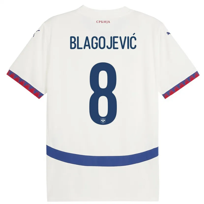 Danxen Herren Serbien Dina Blagojevic #8 Weiß Auswärtstrikot Trikot 24-26 T-Shirt Schweiz