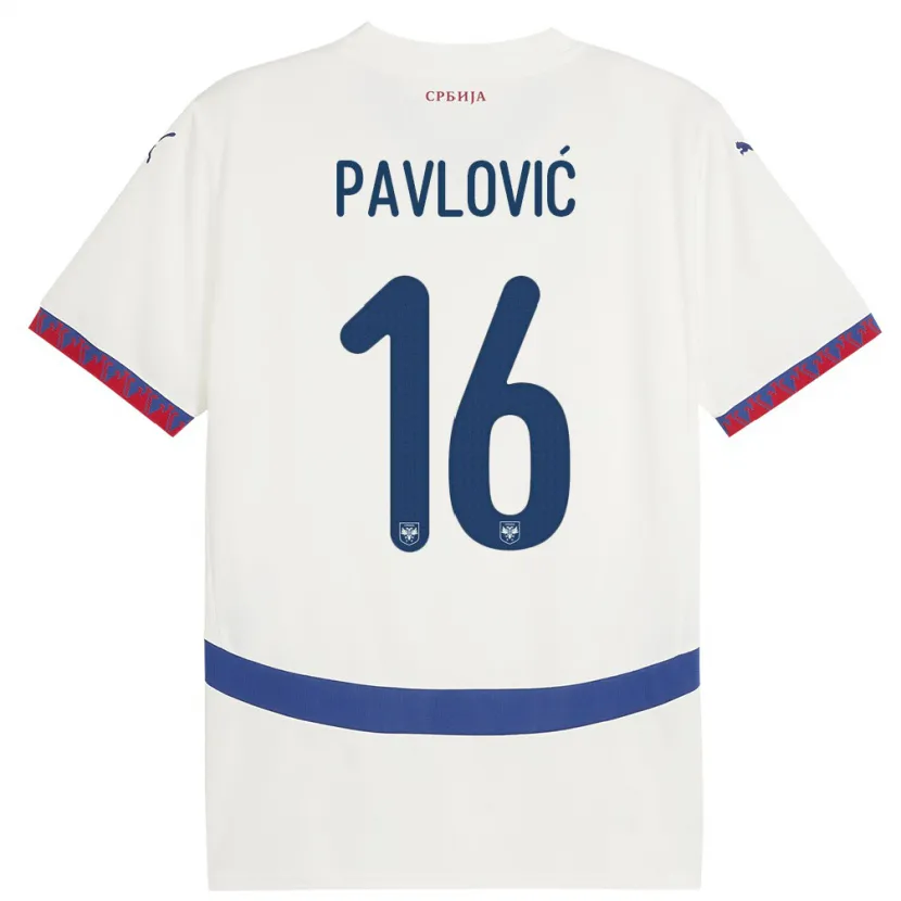 Danxen Herren Serbien Sara Pavlovic #16 Weiß Auswärtstrikot Trikot 24-26 T-Shirt Schweiz