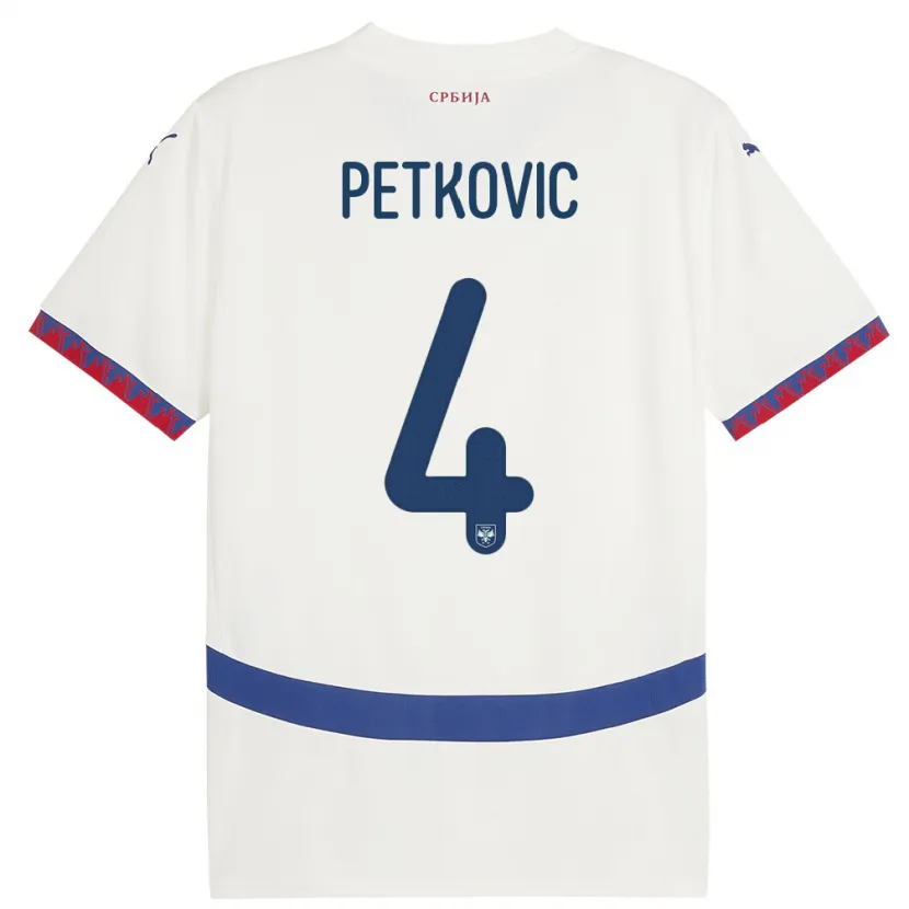 Danxen Herren Serbien Nikola Petkovic #4 Weiß Auswärtstrikot Trikot 24-26 T-Shirt Schweiz