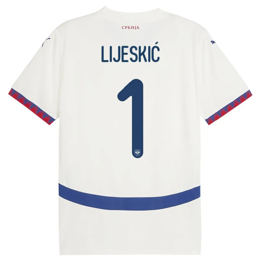 Danxen Herren Serbien Luka Lijeskic #1 Weiß Auswärtstrikot Trikot 24-26 T-Shirt Schweiz
