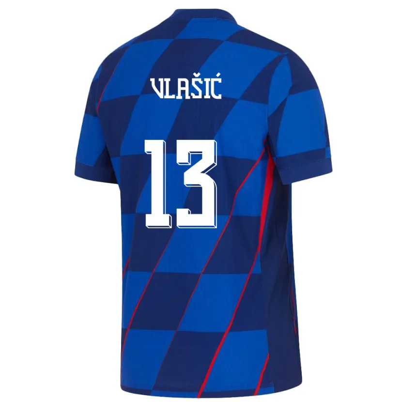 Danxen Herren Kroatien Nikola Vlasic #13 Blau Auswärtstrikot Trikot 24-26 T-Shirt Schweiz