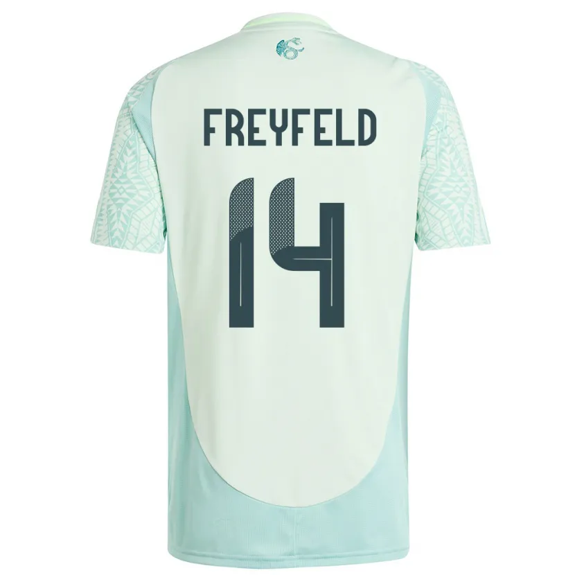 Danxen Herren Mexiko Emiliano Freyfeld #14 Leinengrün Auswärtstrikot Trikot 24-26 T-Shirt Schweiz
