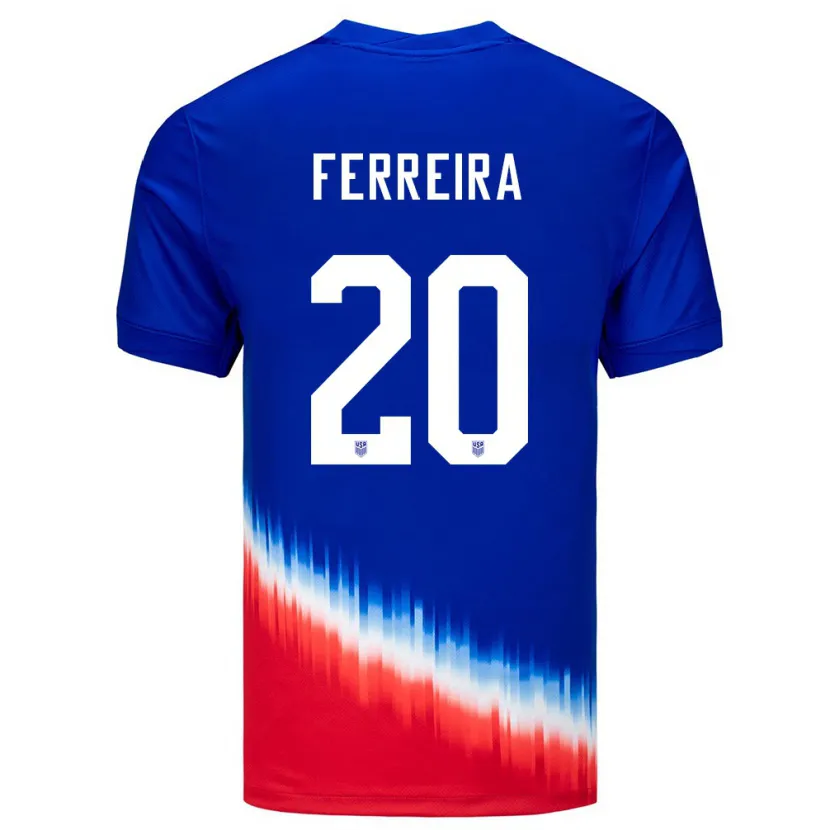 Danxen Herren Vereinigte Staaten Jesus Ferreira #20 Blau Auswärtstrikot Trikot 24-26 T-Shirt Schweiz