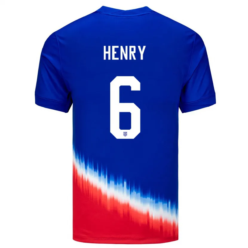 Danxen Herren Vereinigte Staaten Kobi Henry #6 Blau Auswärtstrikot Trikot 24-26 T-Shirt Schweiz
