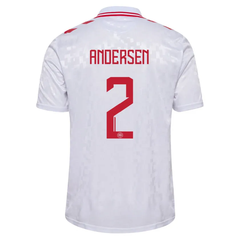 Danxen Herren Dänemark Joachim Andersen #2 Weiß Auswärtstrikot Trikot 24-26 T-Shirt Schweiz