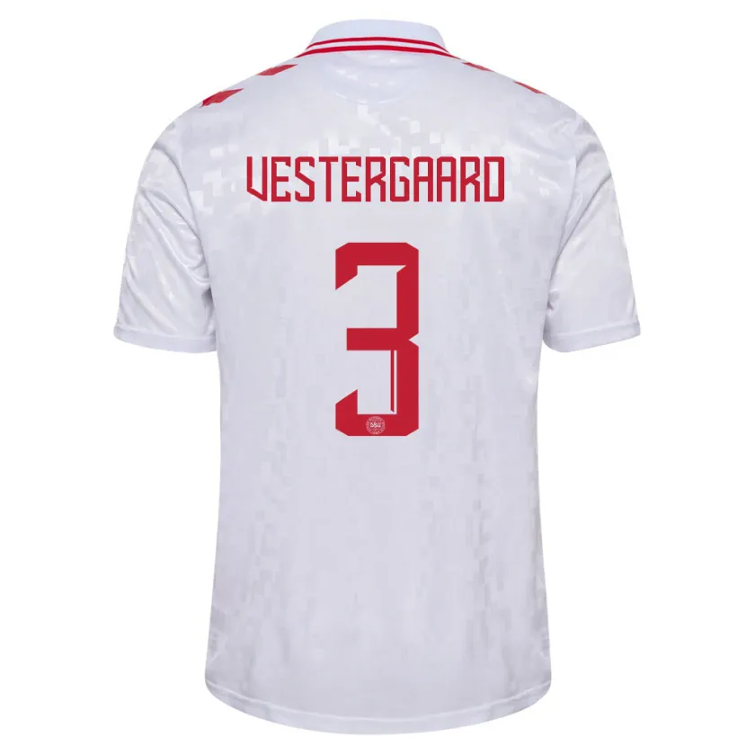 Danxen Herren Dänemark Jannik Vestergaard #3 Weiß Auswärtstrikot Trikot 24-26 T-Shirt Schweiz
