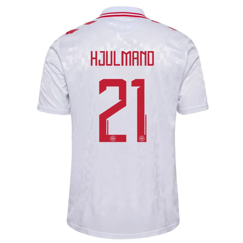 Danxen Herren Dänemark Morten Hjulmand #21 Weiß Auswärtstrikot Trikot 24-26 T-Shirt Schweiz