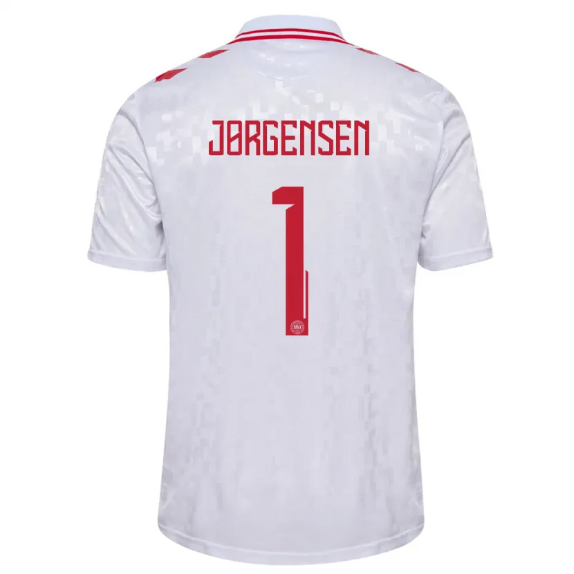 Danxen Herren Dänemark Filip Jørgensen #1 Weiß Auswärtstrikot Trikot 24-26 T-Shirt Schweiz