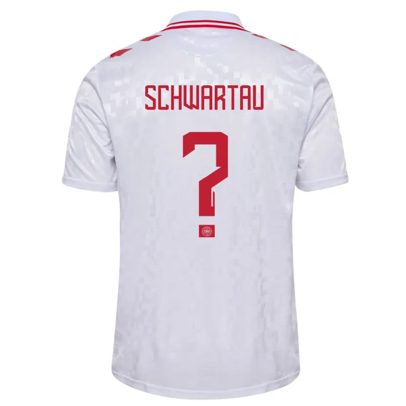 Danxen Herren Dänemark Oscar Schwartau #0 Weiß Auswärtstrikot Trikot 24-26 T-Shirt Schweiz