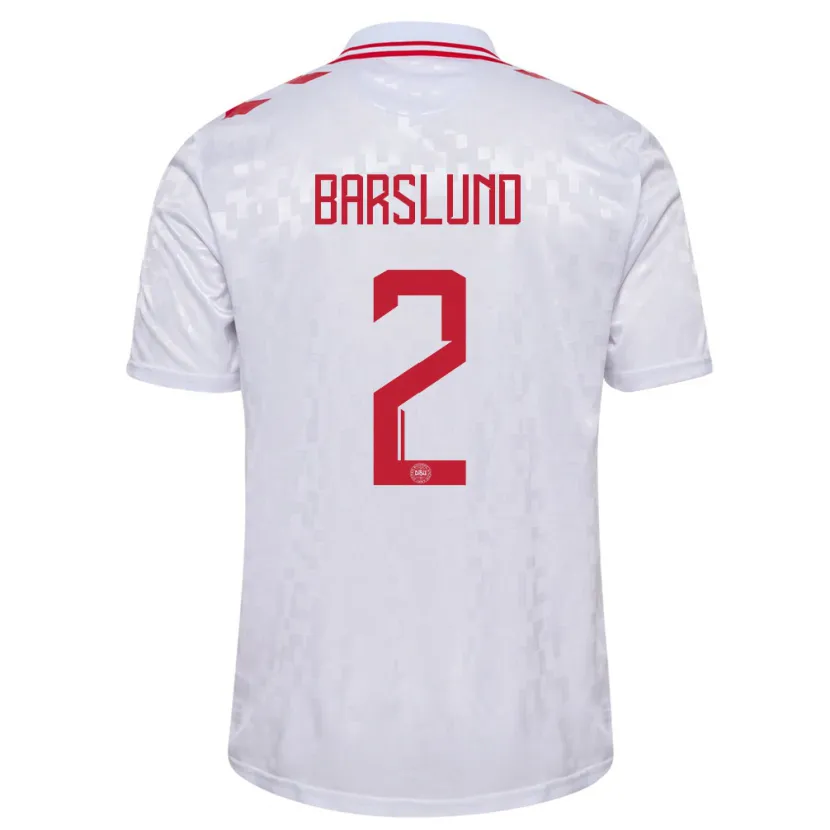 Danxen Herren Dänemark Kaare Barslund #2 Weiß Auswärtstrikot Trikot 24-26 T-Shirt Schweiz
