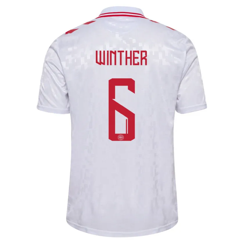 Danxen Herren Dänemark Casper Winther #6 Weiß Auswärtstrikot Trikot 24-26 T-Shirt Schweiz