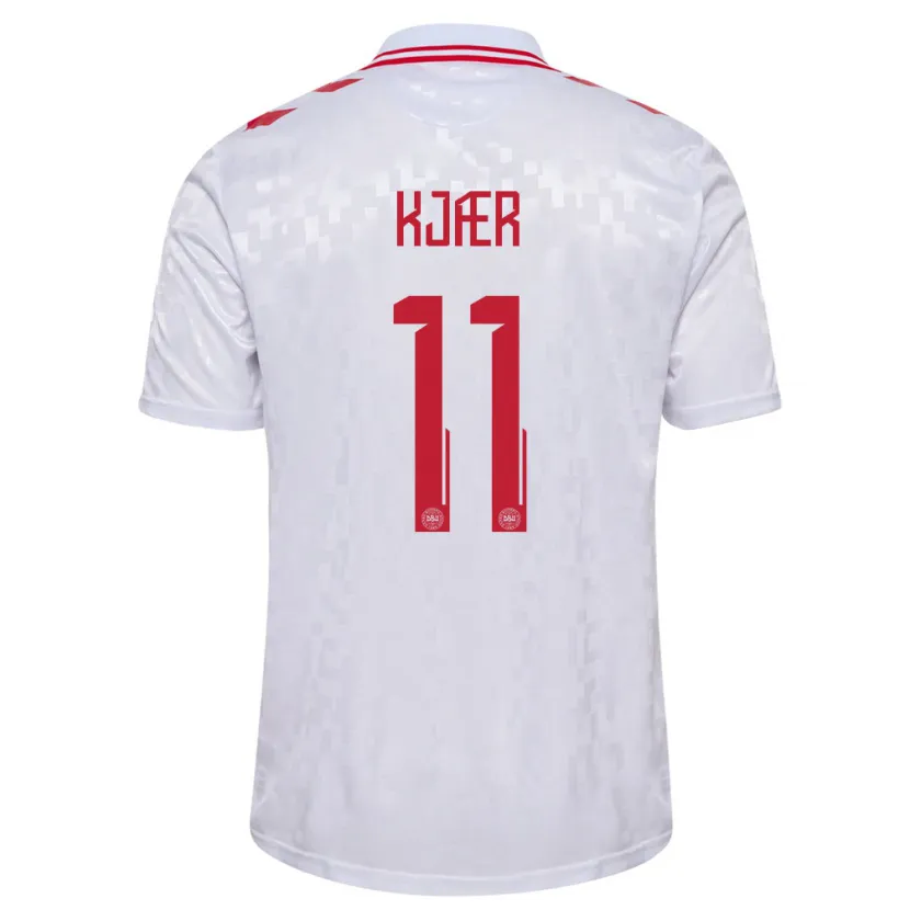 Danxen Herren Dänemark Jeppe Kjær #11 Weiß Auswärtstrikot Trikot 24-26 T-Shirt Schweiz