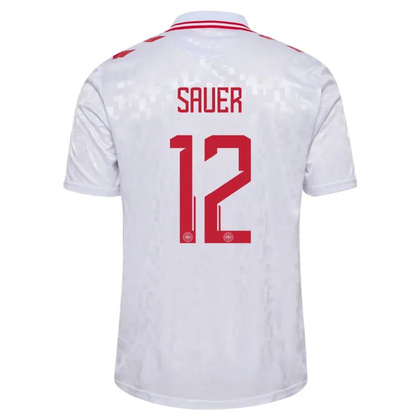Danxen Herren Dänemark Mathias Sauer #12 Weiß Auswärtstrikot Trikot 24-26 T-Shirt Schweiz