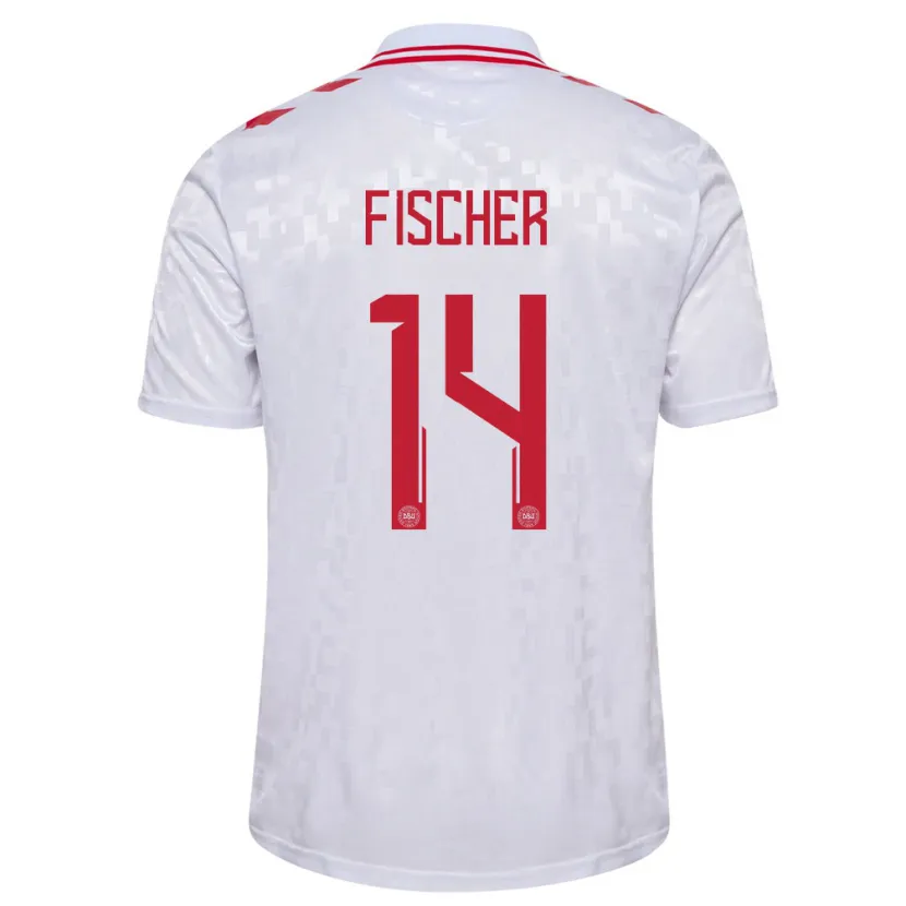 Danxen Herren Dänemark Mikkel Fischer #14 Weiß Auswärtstrikot Trikot 24-26 T-Shirt Schweiz