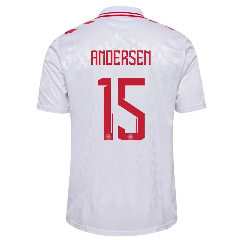 Danxen Herren Dänemark Jacob Andersen #15 Weiß Auswärtstrikot Trikot 24-26 T-Shirt Schweiz