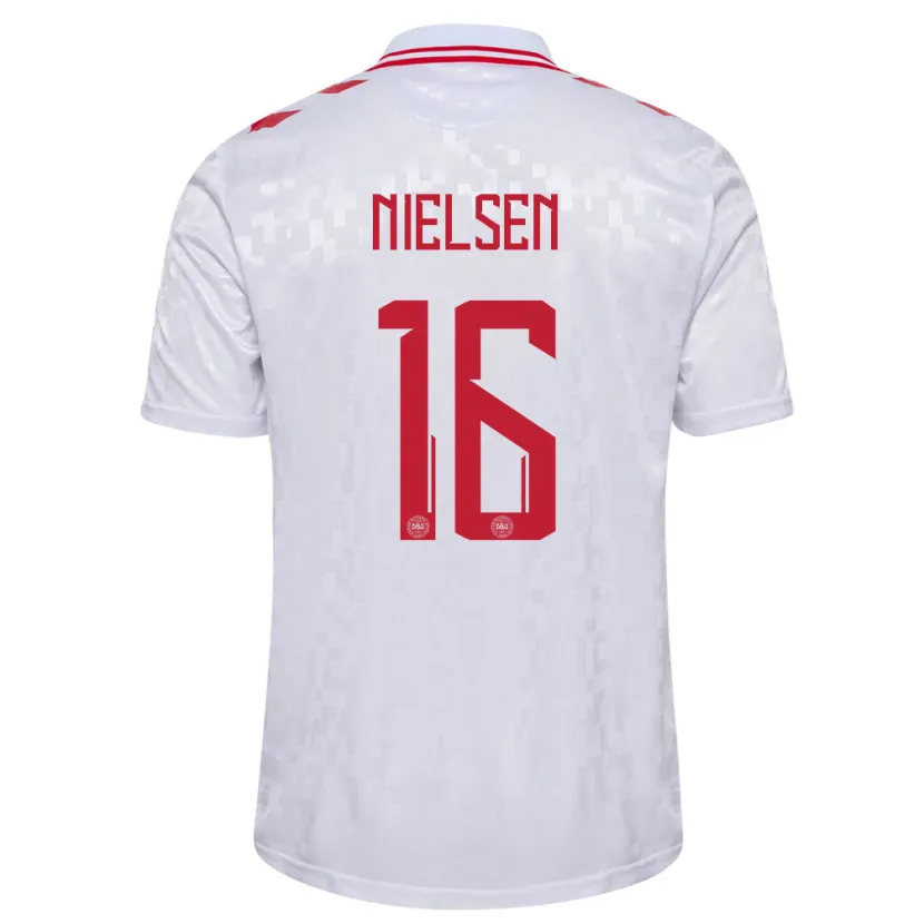 Danxen Herren Dänemark Magnus Nielsen #16 Weiß Auswärtstrikot Trikot 24-26 T-Shirt Schweiz