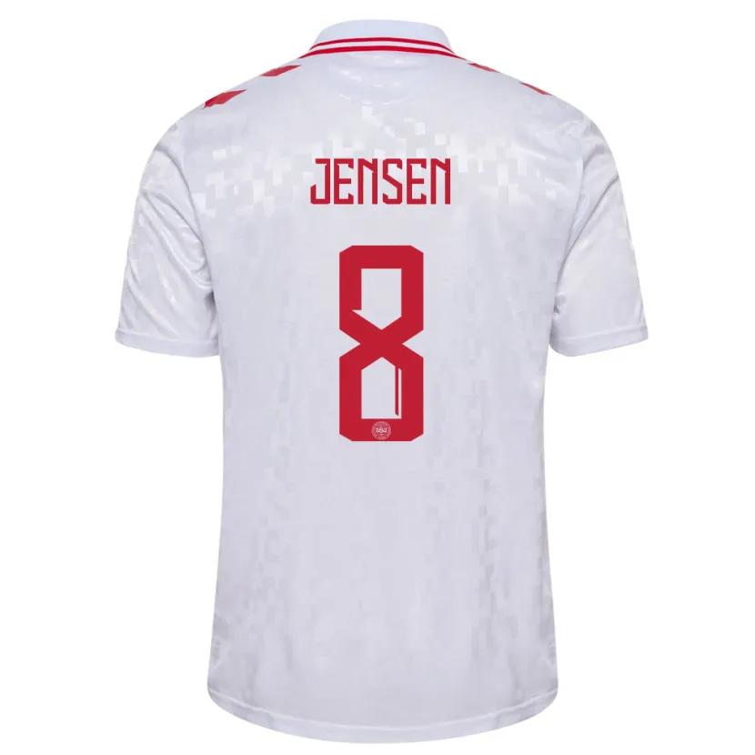Danxen Herren Dänemark Tobias Lund Jensen #8 Weiß Auswärtstrikot Trikot 24-26 T-Shirt Schweiz