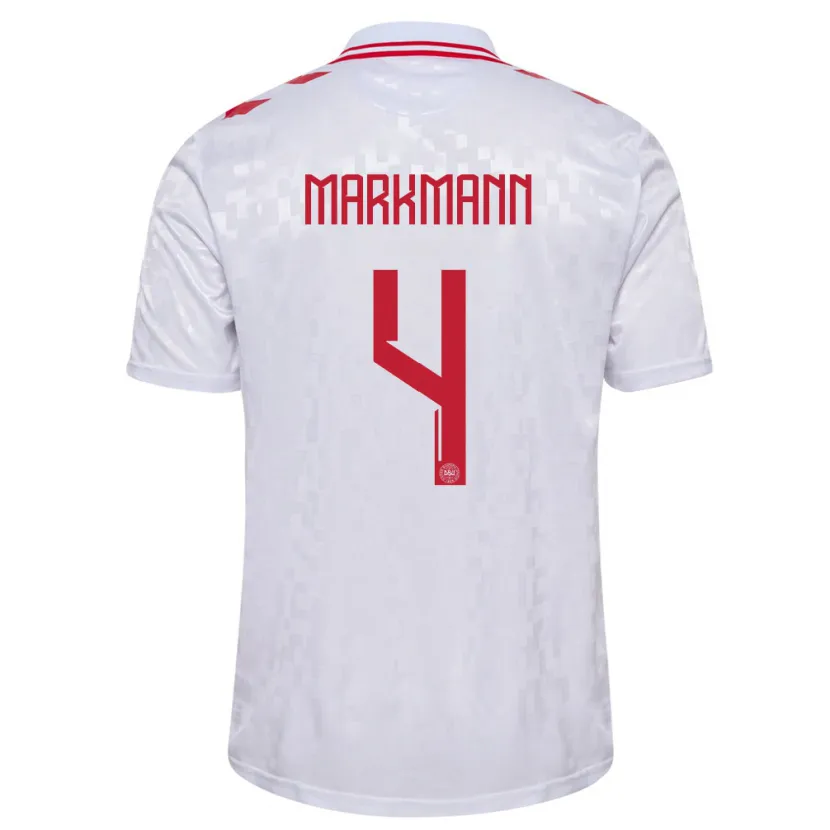 Danxen Herren Dänemark Noah Markmann #4 Weiß Auswärtstrikot Trikot 24-26 T-Shirt Schweiz