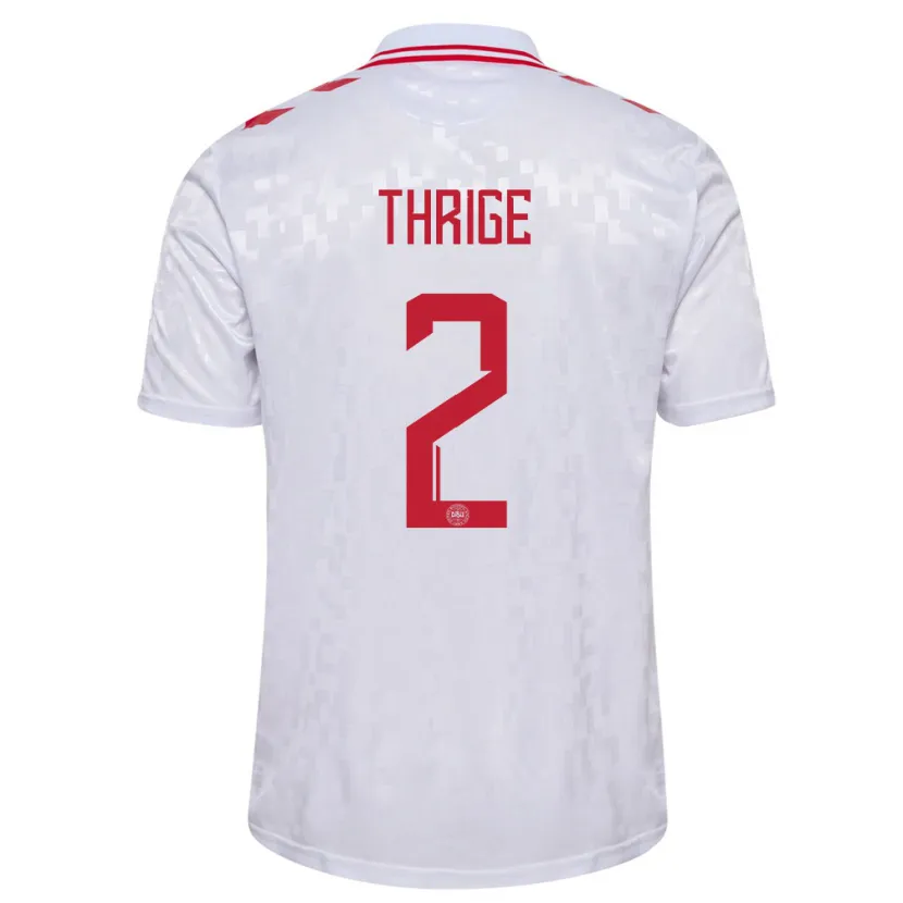 Danxen Herren Dänemark Sara Thrige #2 Weiß Auswärtstrikot Trikot 24-26 T-Shirt Schweiz