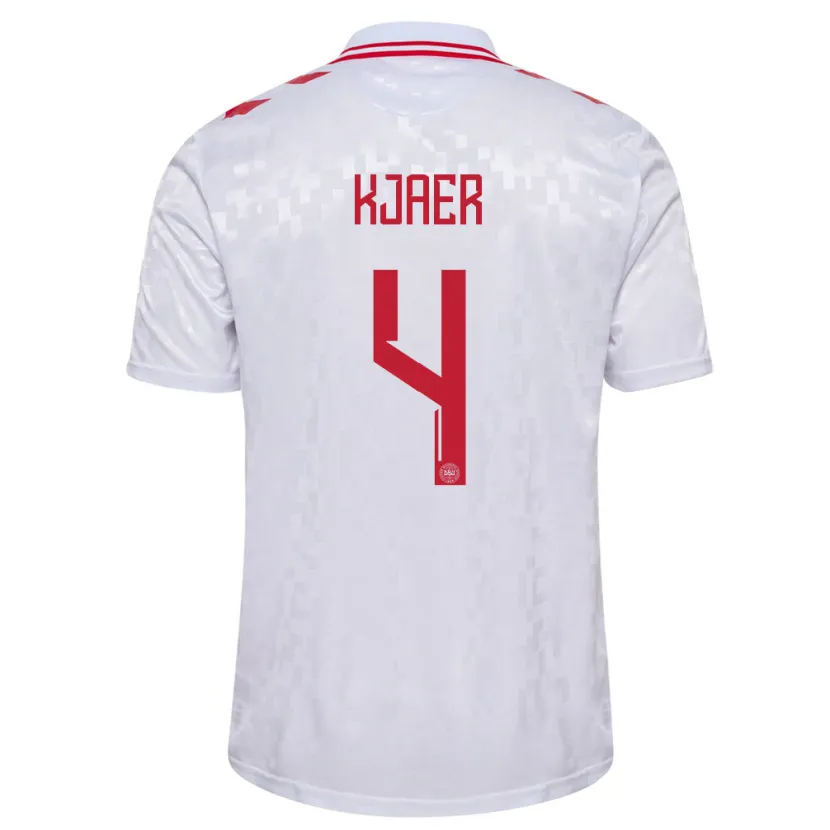 Danxen Herren Dänemark Simon Kjaer #4 Weiß Auswärtstrikot Trikot 24-26 T-Shirt Schweiz