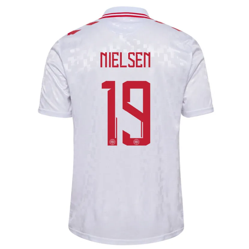 Danxen Herren Dänemark Casper Nielsen #19 Weiß Auswärtstrikot Trikot 24-26 T-Shirt Schweiz