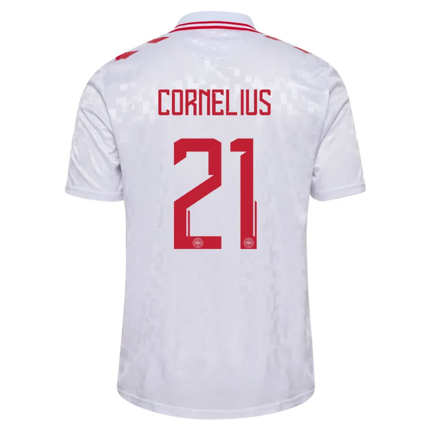 Danxen Herren Dänemark Andreas Cornelius #21 Weiß Auswärtstrikot Trikot 24-26 T-Shirt Schweiz