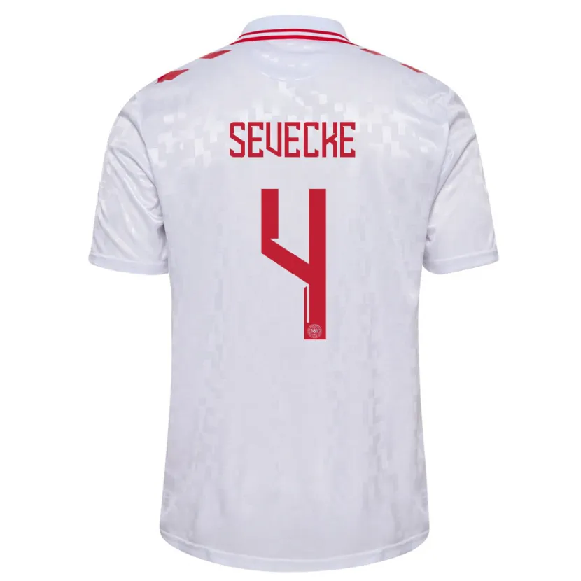 Danxen Herren Dänemark Rikke Sevecke #4 Weiß Auswärtstrikot Trikot 24-26 T-Shirt Schweiz