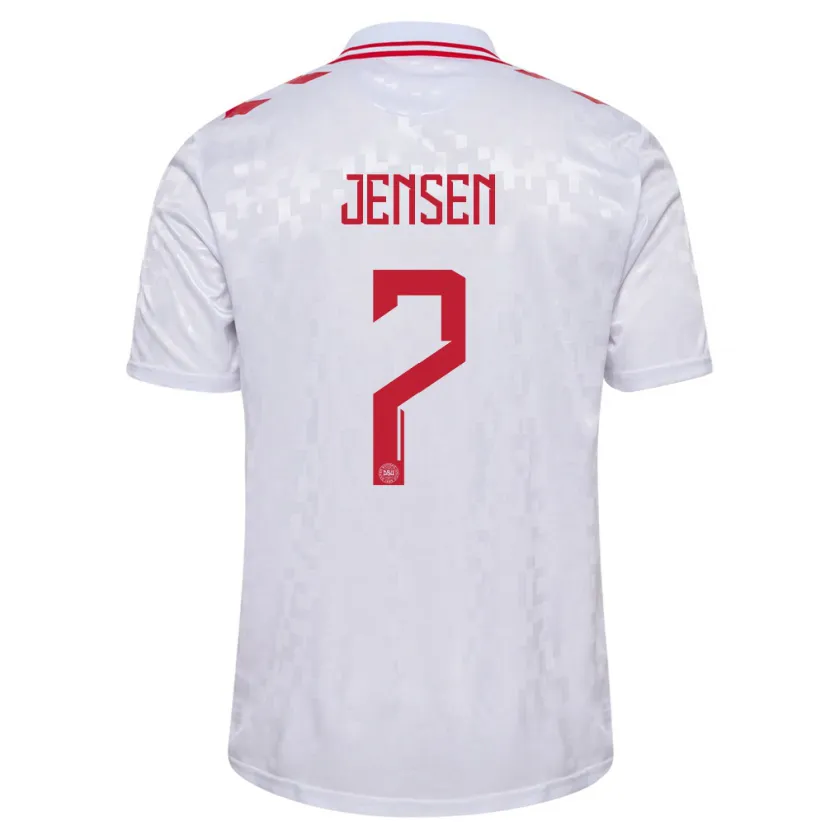 Danxen Herren Dänemark Victor Jensen #7 Weiß Auswärtstrikot Trikot 24-26 T-Shirt Schweiz