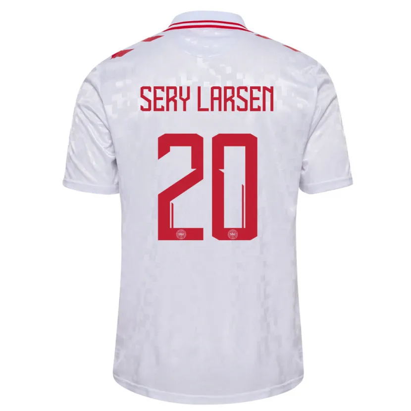 Danxen Herren Dänemark Japhet Sery Larsen #20 Weiß Auswärtstrikot Trikot 24-26 T-Shirt Schweiz