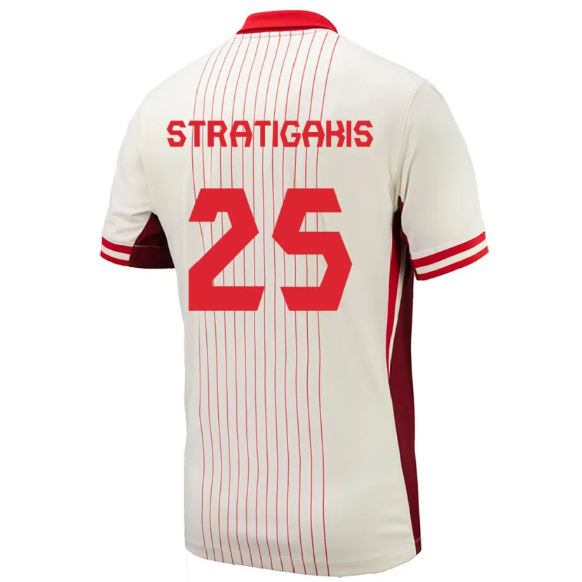 Danxen Herren Kanada Sarah Stratigakis #25 Weiß Auswärtstrikot Trikot 24-26 T-Shirt Schweiz