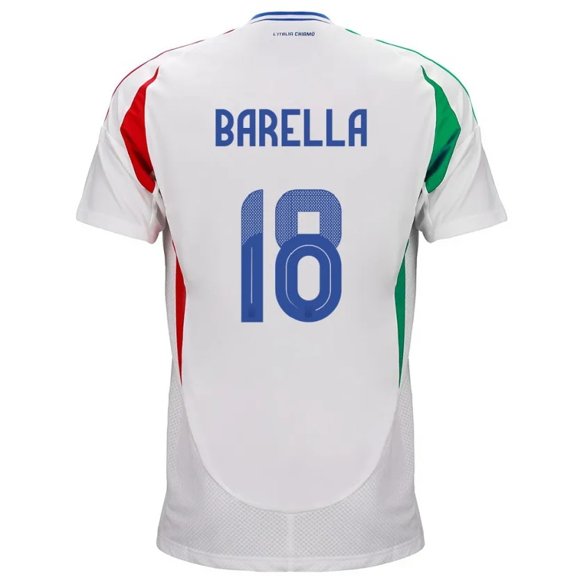 Danxen Herren Italien Nicolò Barella #18 Weiß Auswärtstrikot Trikot 24-26 T-Shirt Schweiz