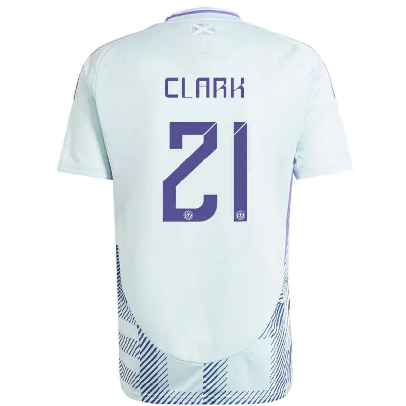 Danxen Herren Schottland Zander Clark #21 Helles Mintblau Auswärtstrikot Trikot 24-26 T-Shirt Schweiz