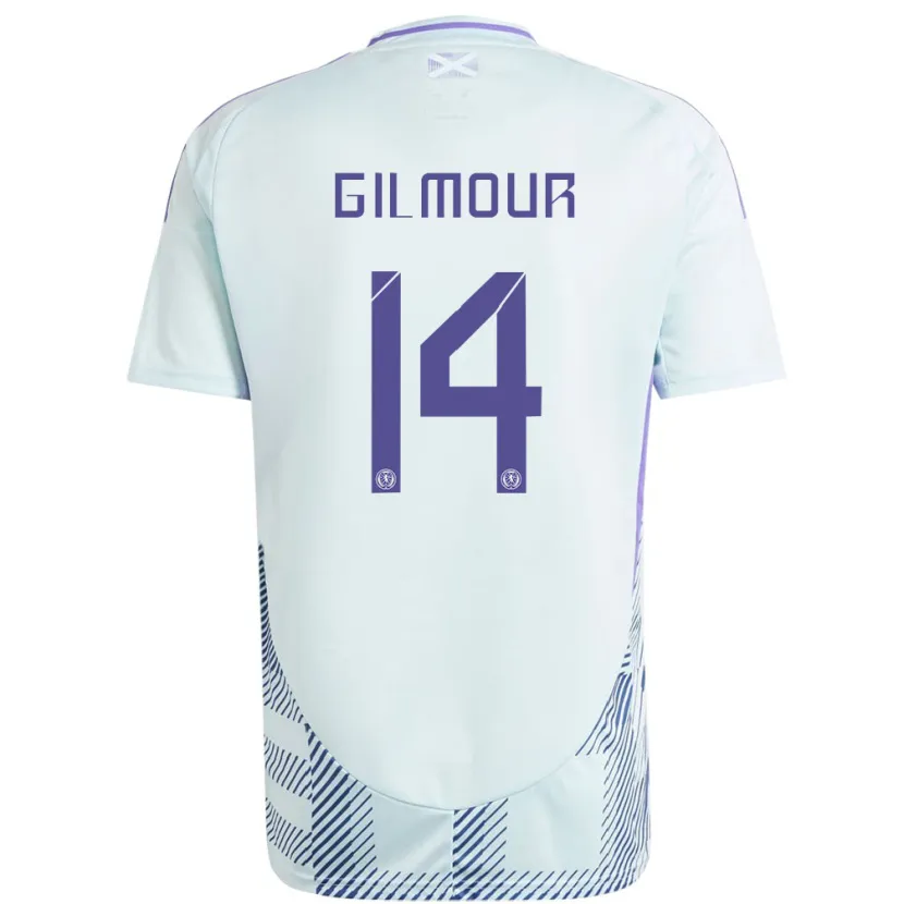 Danxen Herren Schottland Billy Gilmour #14 Helles Mintblau Auswärtstrikot Trikot 24-26 T-Shirt Schweiz