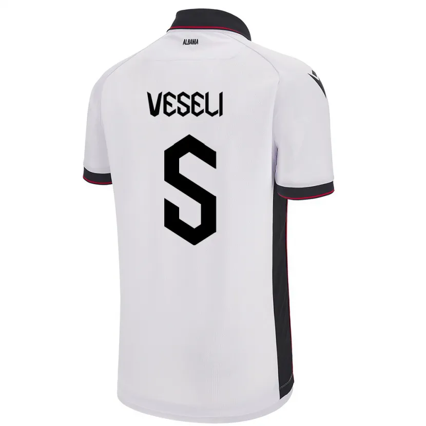 Danxen Herren Albanien Frédéric Veseli #5 Weiß Auswärtstrikot Trikot 24-26 T-Shirt Schweiz