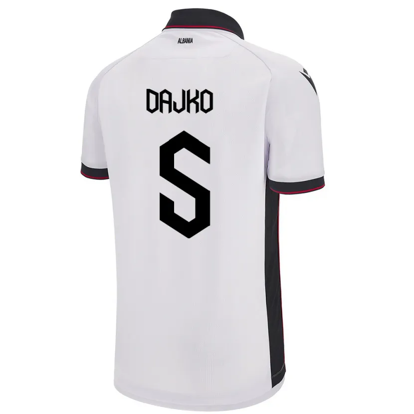 Danxen Herren Albanien Ajdi Dajko #5 Weiß Auswärtstrikot Trikot 24-26 T-Shirt Schweiz