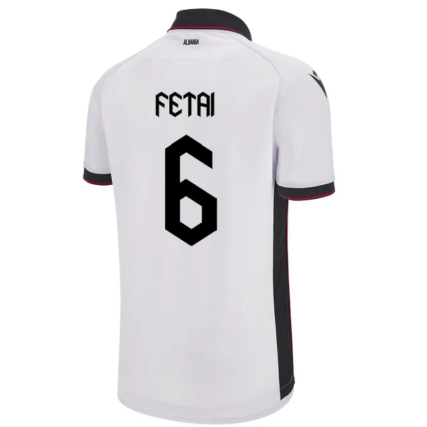 Danxen Herren Albanien Feta Fetai #6 Weiß Auswärtstrikot Trikot 24-26 T-Shirt Schweiz