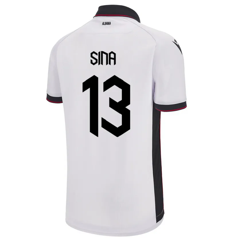 Danxen Herren Albanien Samuele Sina #13 Weiß Auswärtstrikot Trikot 24-26 T-Shirt Schweiz