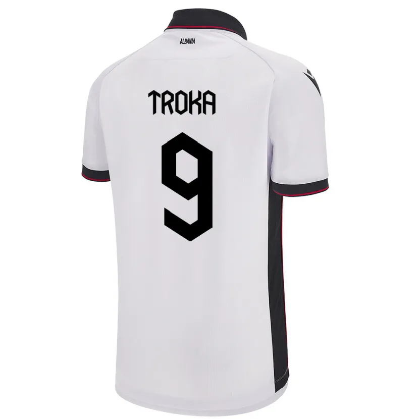 Danxen Herren Albanien Valentina Troka #9 Weiß Auswärtstrikot Trikot 24-26 T-Shirt Schweiz