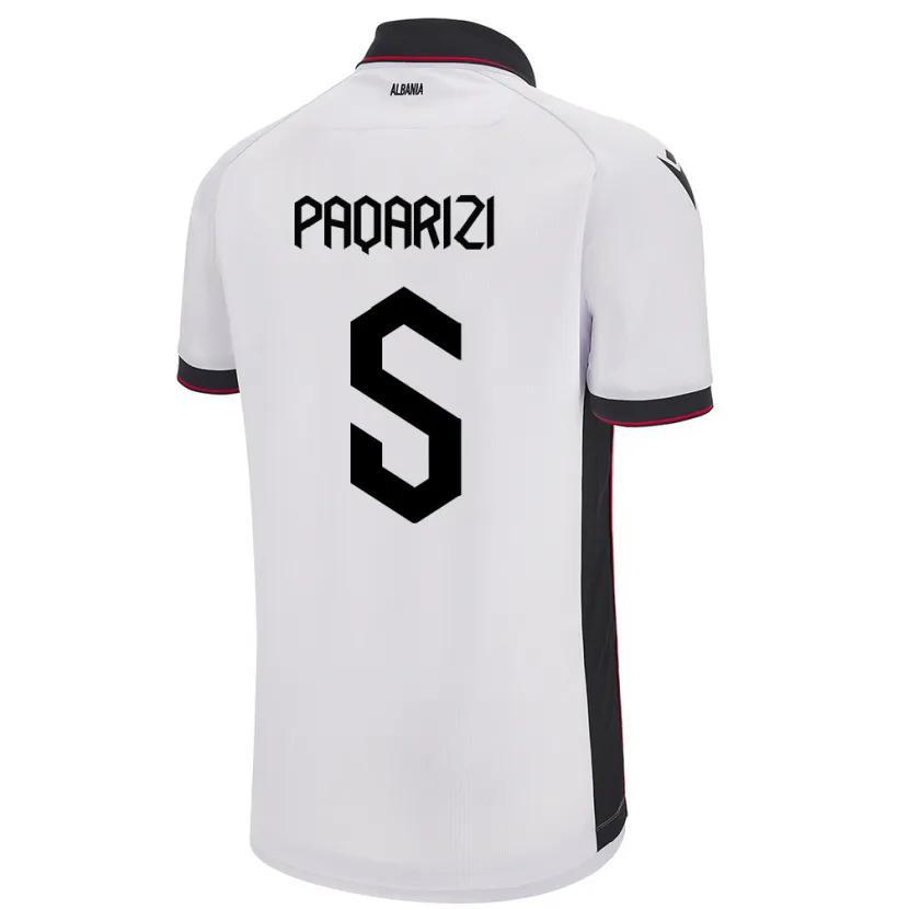 Danxen Herren Albanien Vesa Paqarizi #5 Weiß Auswärtstrikot Trikot 24-26 T-Shirt Schweiz