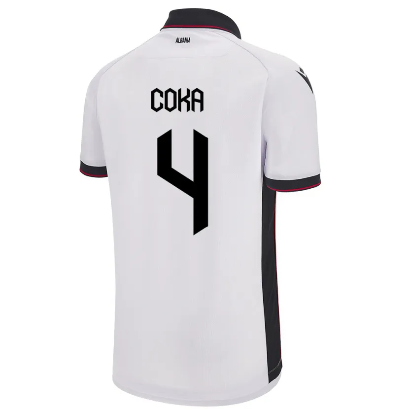 Danxen Herren Albanien Jehona Coka #4 Weiß Auswärtstrikot Trikot 24-26 T-Shirt Schweiz